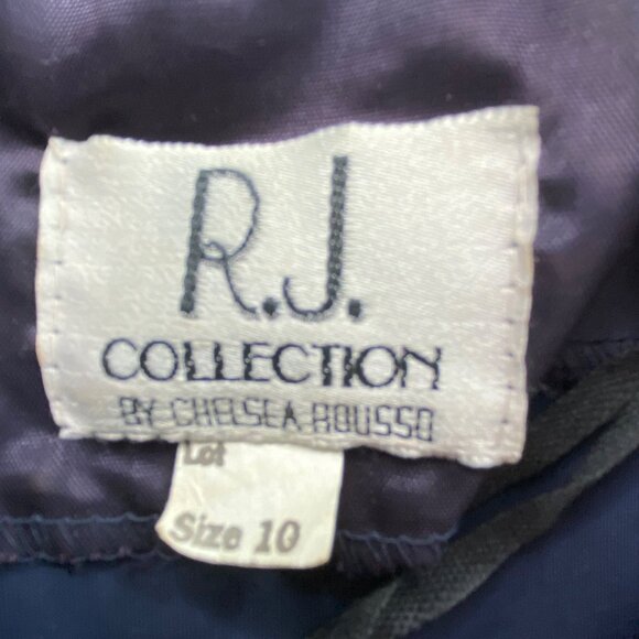 Vintage R.J. Collection Dress Womens 10 Blue Velvet Button-Down‎ Maxi Evening - Picture 2 of 14